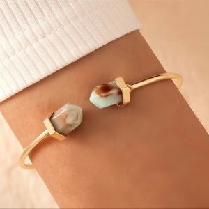 Minimalist Hexagonal Open Bangle Bracelet